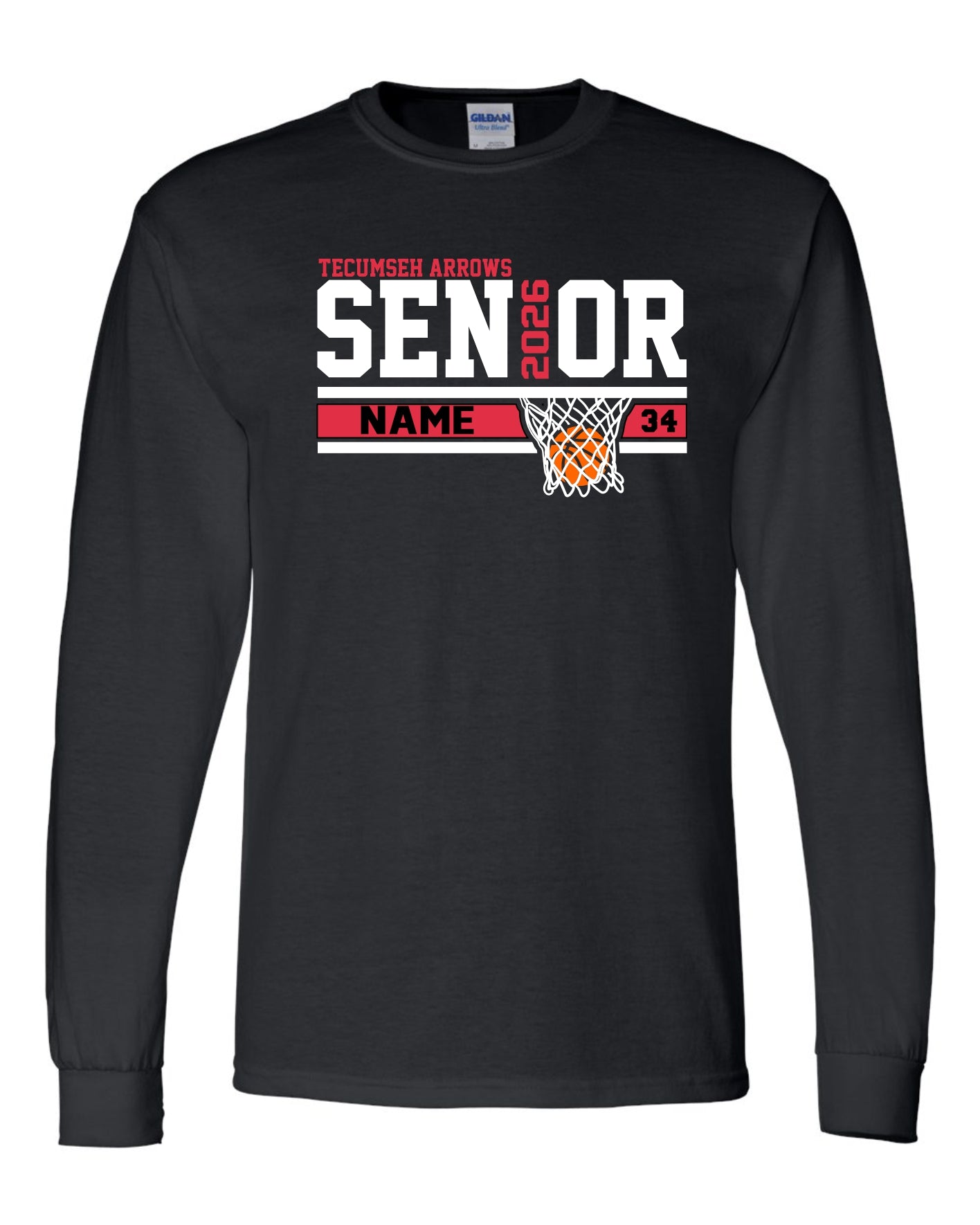 2026 Basketball Senior Long Sleeve T-Shirt - BLACK