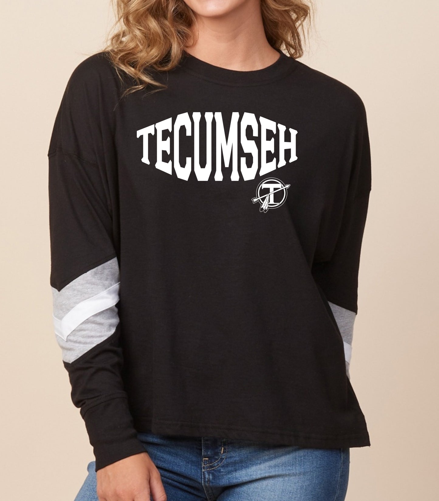 Tecumseh Bold Boxy Varsity Long Sleeve Top - LADIES