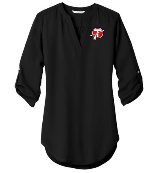 Circle T Ladies 3/4 Tunic Blouse - BLACK