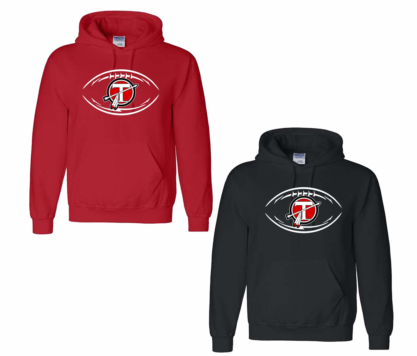 Football Circle T Logo Hoodie - BLACK or RED