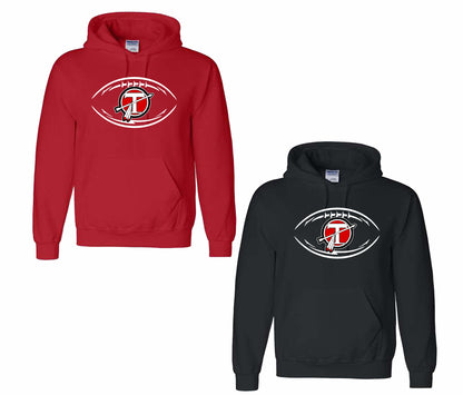 Football Circle T Logo Hoodie - BLACK or RED