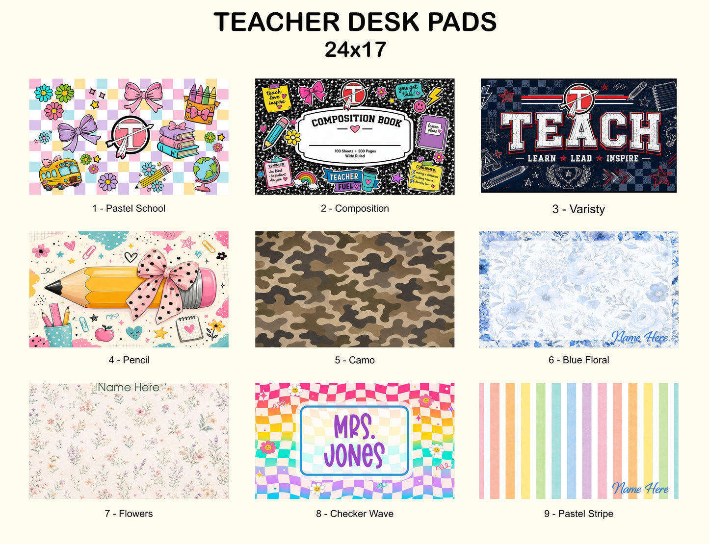 Teacher Desk Mat Collection – Choose Your Style