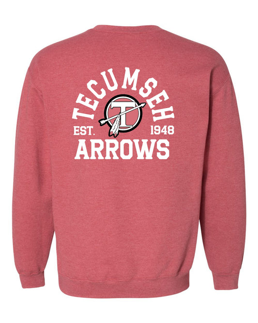 Tecumseh Arrows Est Crewneck Sweatshirt - HEATHER RED Youth and Adult