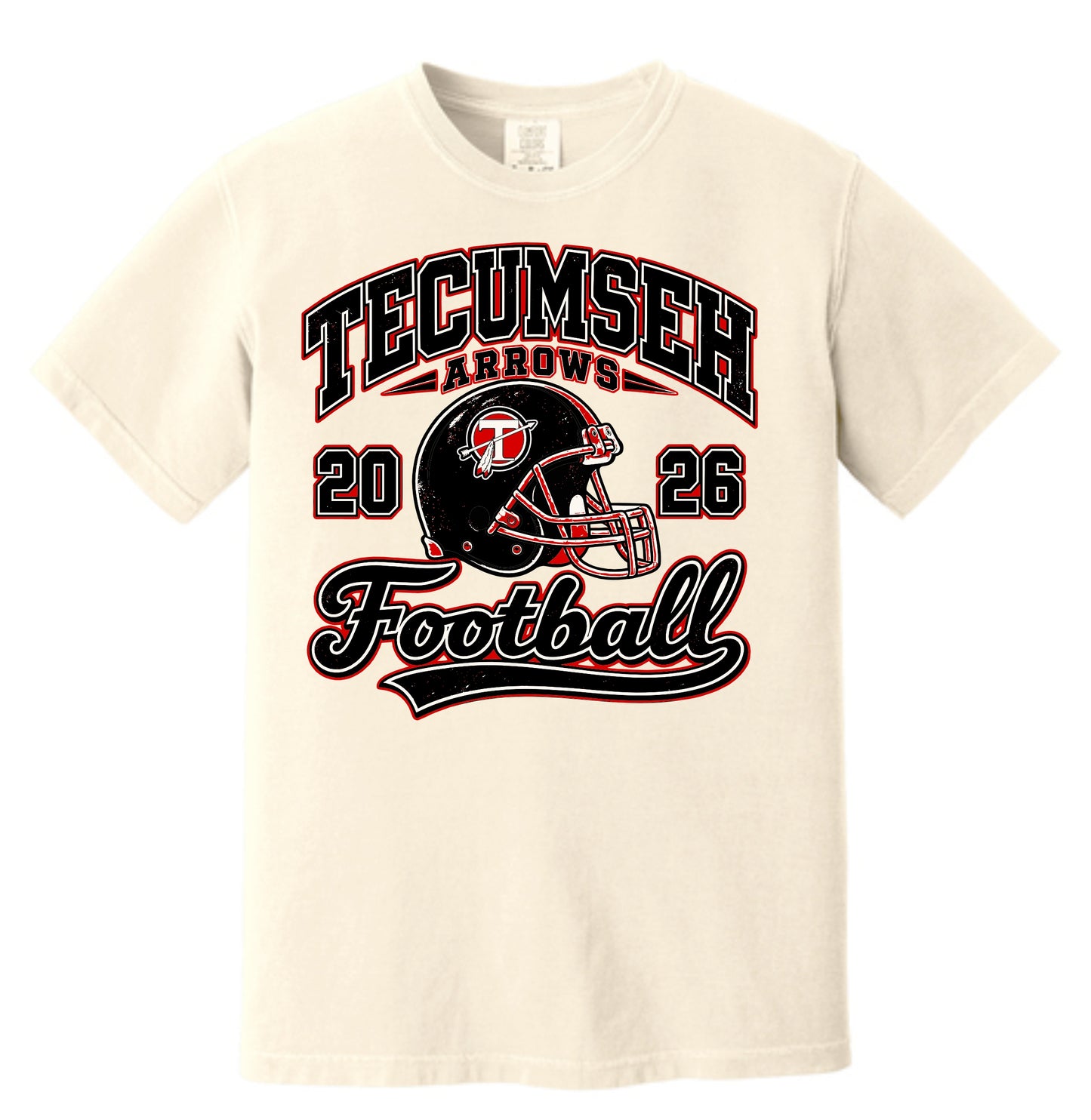 Tecumseh Football Old School - Comfort Colors Ivory