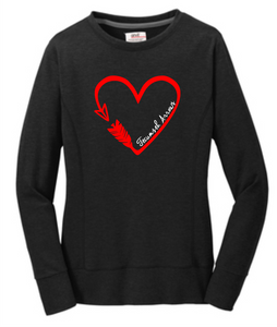 Arrow Heart Ladies Crewneck Sweatshirt - Black